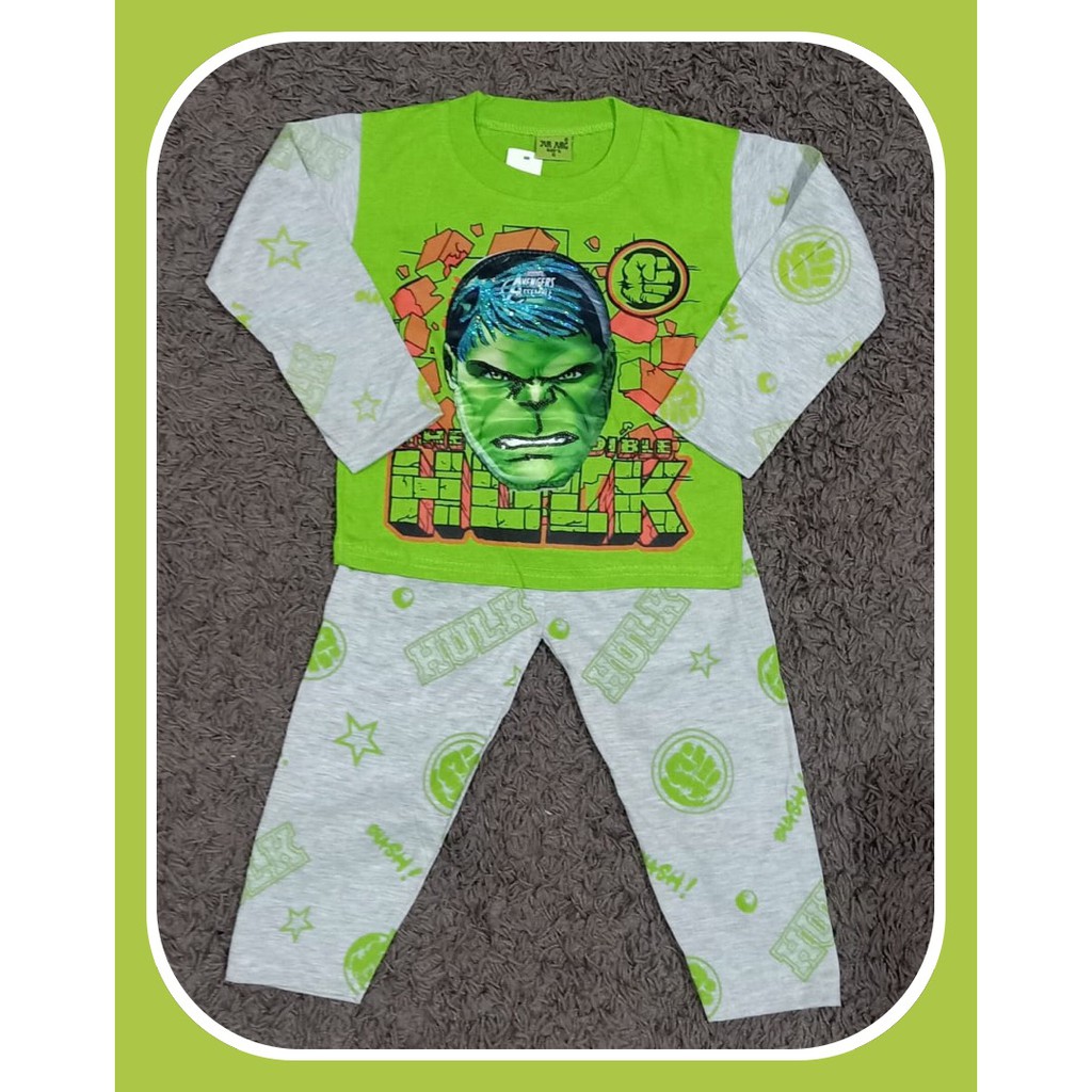PROMO BAJU LAMPU BAJU SETELAN PANJANG ANAK COWOK MOTIF HULK PROMO BAJU LED PROMO BIG SALE