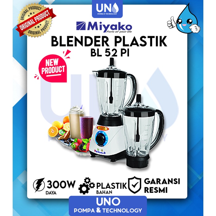 Miyako Blender Plastik Anti Pecah 1.5 Liter BL 52 PI / BL-52 PI / BL52PI PUTIH