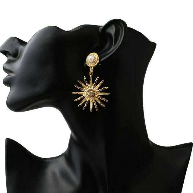 Ear drop sunflower shape earring