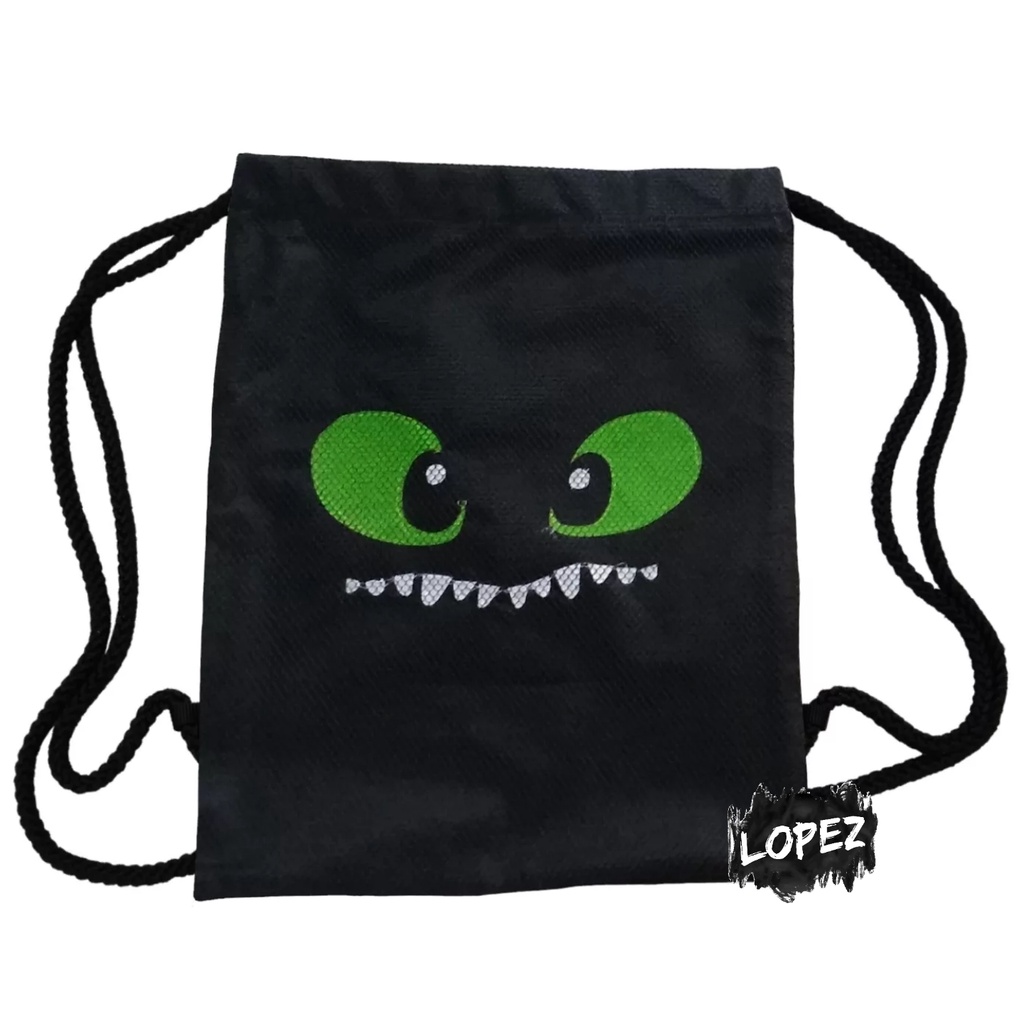 Tas Jaring Night Light Fury / Backpack Toothless Face / Tas Serut How To Train Your Dragon Hiccup Lo