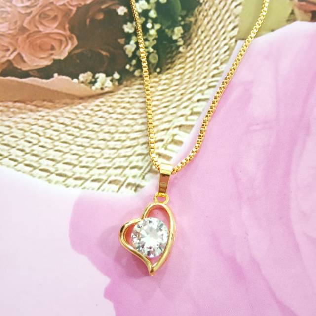 Kalung mata love mata 1set perhiasan kalung titanium gold 18k