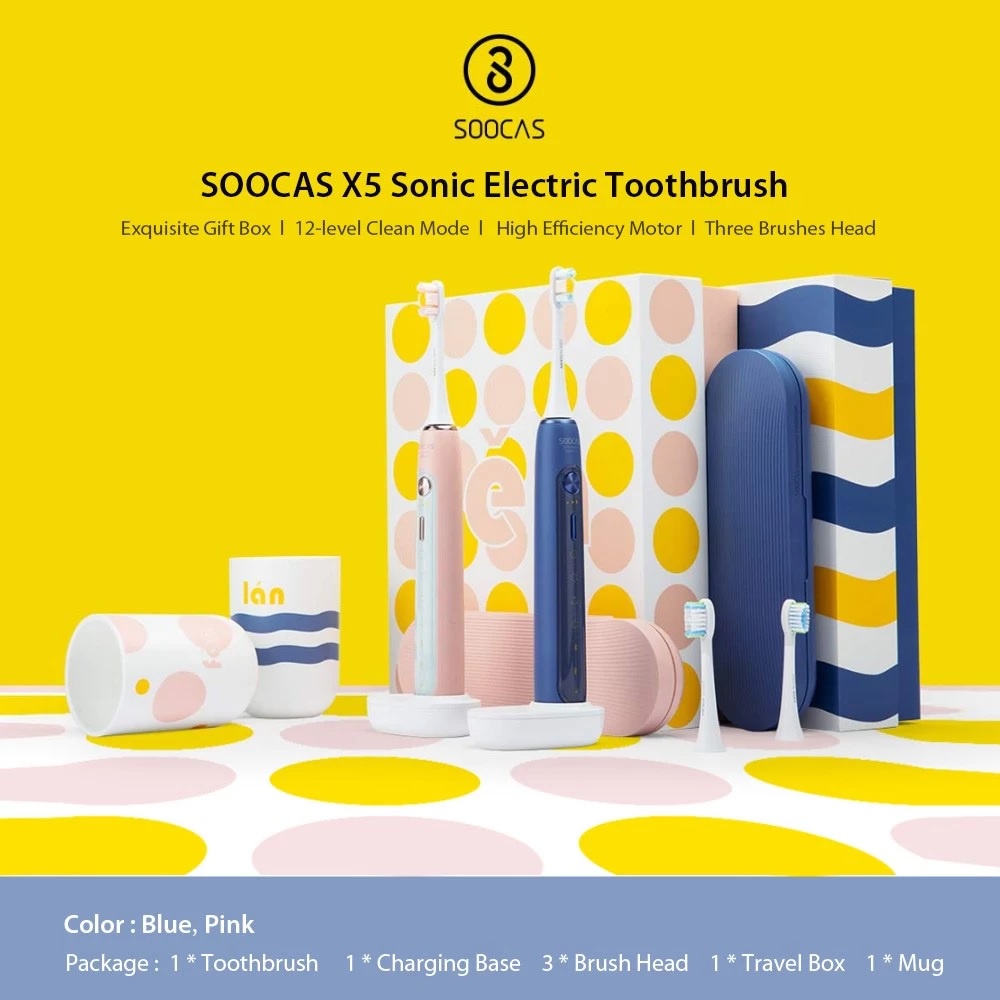 SOOCAS X5 Sonic Electric Toothbrush - Sikat Gigi Elektrik Set Lengkap - Bisa dicharge