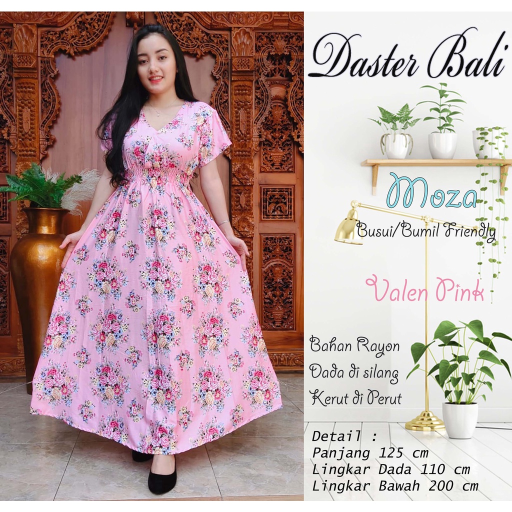 DASTER MOZA PRINT | BALI LONGDRESS-VALEN PINK