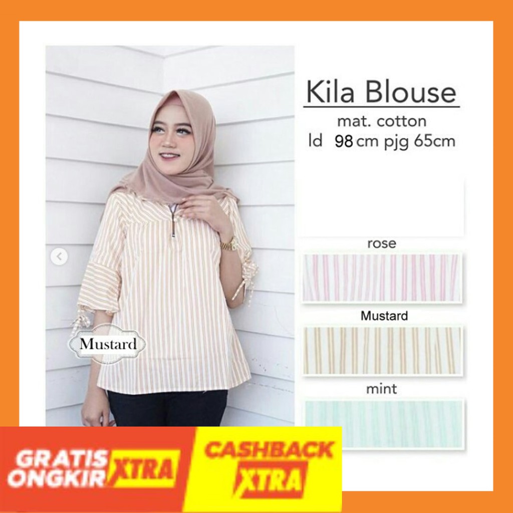 STYLE KOREA KEREN IMPORT MURAH ORIGINAL BISA COD / Kila Blouse salur