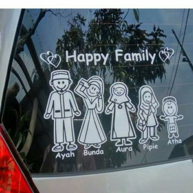 cutting sticker kaca mobil happy family ( perkarakter)