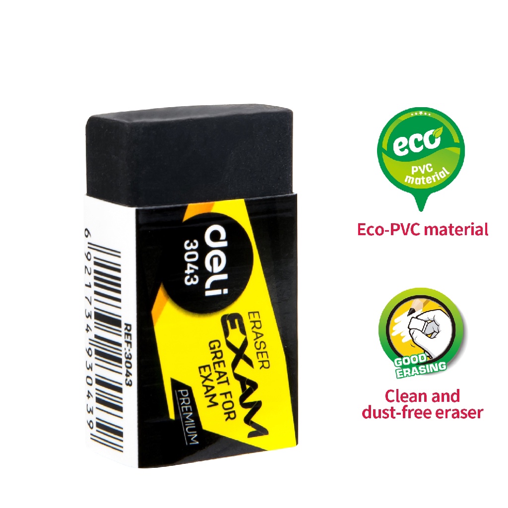 

Penghapus pensil 2B hitam Deli 3043 bersih 40x22x12 mm 1 pcs