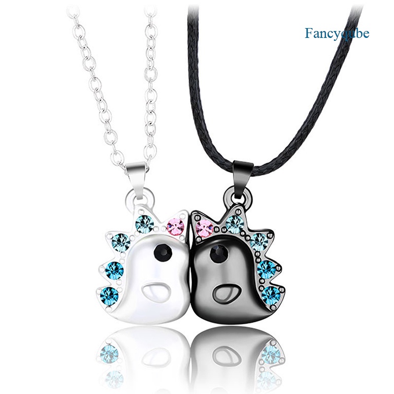 Fancyqube 2pcs / Set Kalung Batu Magnet Tiga Dimensi Desain Unicorn Untuk Hadiah Valentine