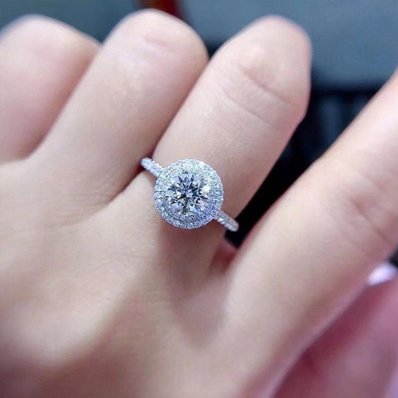 Cincin Bentuk Bulat Bahan Cubic Zirconia Gaya Klasik Untuk Wanita
