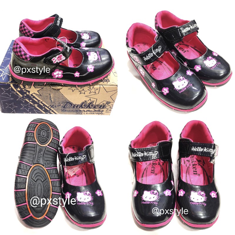 Sepatu Anak Sekolah Perempuan Hello Kitty Duken/Sepatu Sekolah Hitam Anak Cewe Hello Kitty/Sepatu Hello Kitty