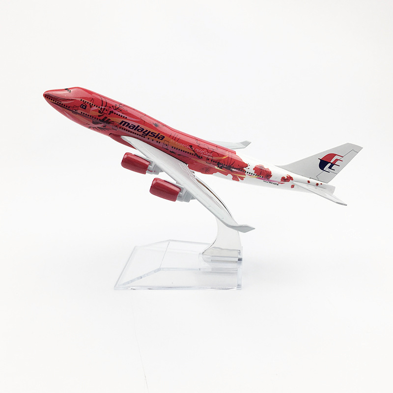 Miniatur Diecast Pesawat Terbang Malaysia Airlines Hibiscus Boeing 747 B747 Bahan Alloy Ukuran 16CM / 20CM Untuk Koleksi