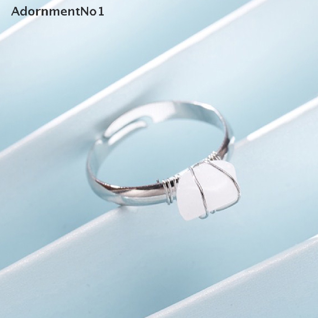 (AdornmentNo1) Cincin Batu Quartz Resin Alami Rock Adjustable Untuk Wanita