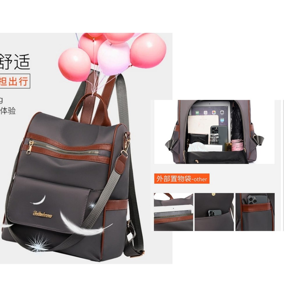 TAS RANSEL WANITA IMPORT ANTI AIR PREMIUM LANZEL BACKPACK GENDONG SEKOLAH KERJA PUNGGUNG BESAR KOREA