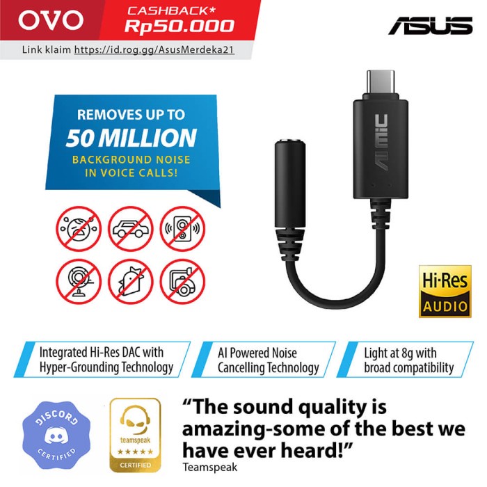 ASUS AI NOISE CANCELING MIC ADAPTER murah
