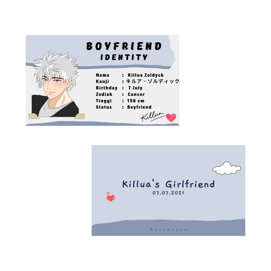 KILLUA ZOLDYCK BOYFRIEND IDENTITY CARD