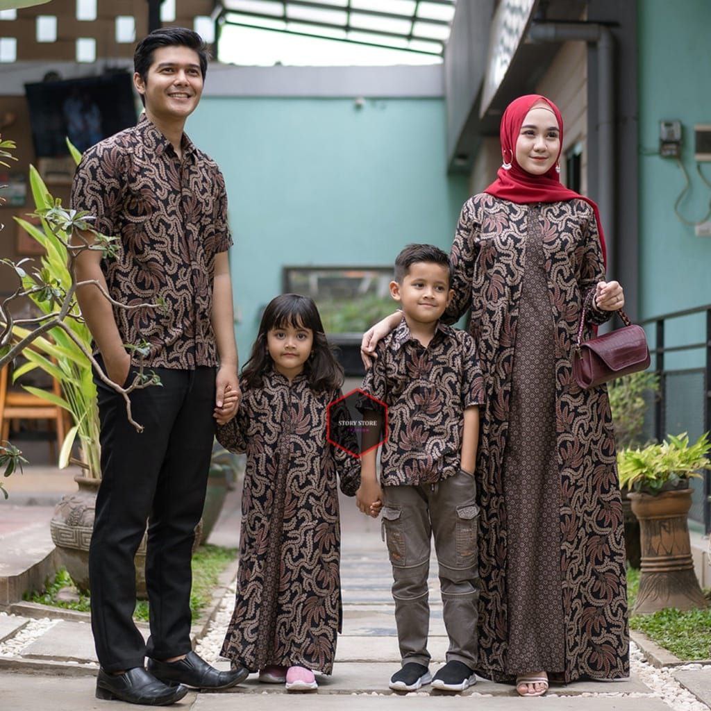 Batik Couple Keluarga / Gamis Batik Couple Modern / Gamis Jumbo Busui
