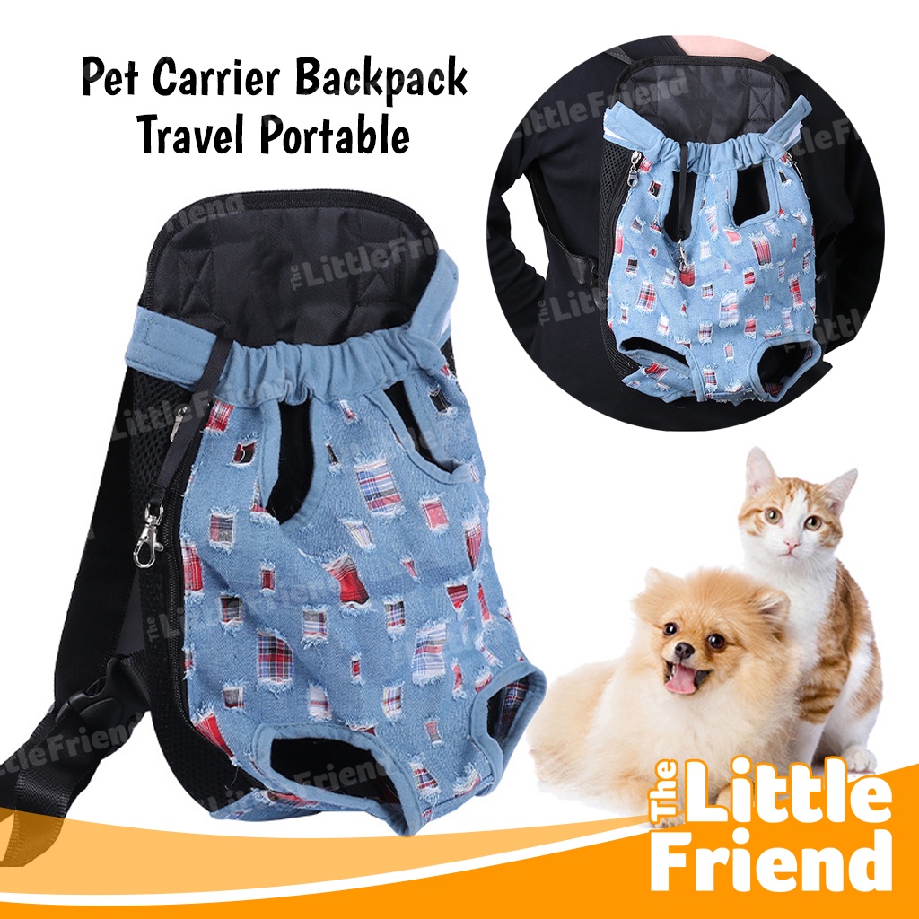 Pet Carrier Backpack Tas Jalan2/Travel Ransel Gendongan Depan Belakang Anjing Kucing Jaring Jaring