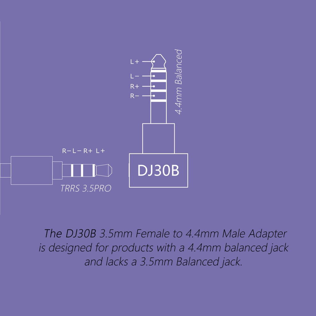 DD ddHiFi DJ30B TRRS 3.5PRO Balanced Female to 4.4mm Male Adapter, Dedicated to 3.5PRO Balanced Earphones Only