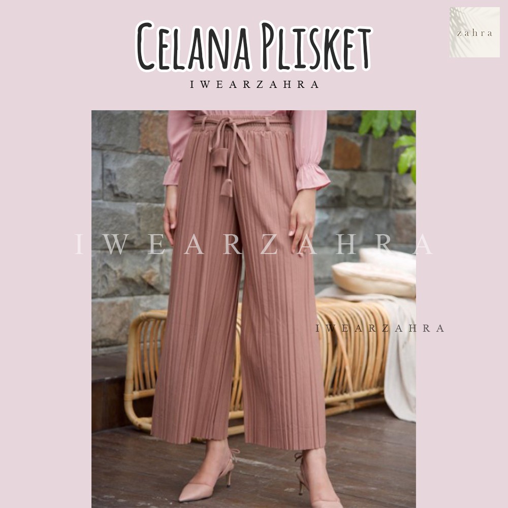 CELANA PLISKET - Fashion Kulot Panjang Lipatan Muslimah Hijab Premium Pleated Maxi Trendy