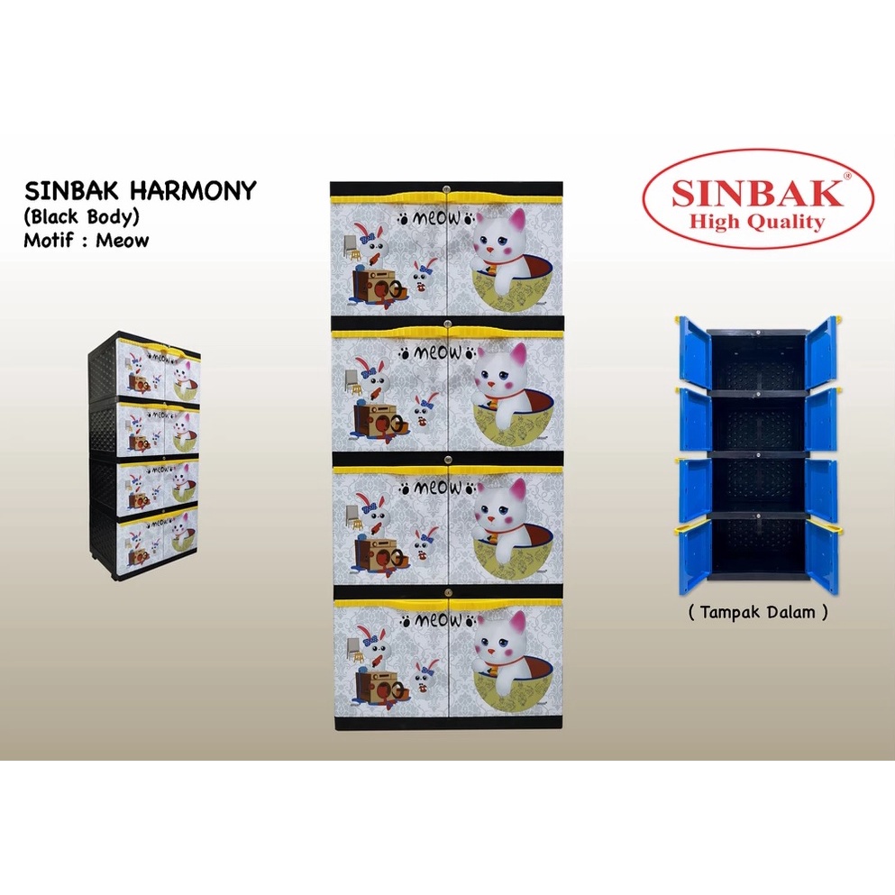 Hot promo Lemari Plastik Sinbak Harmony 4 Susun Motif Meow promo bralingmascakeb