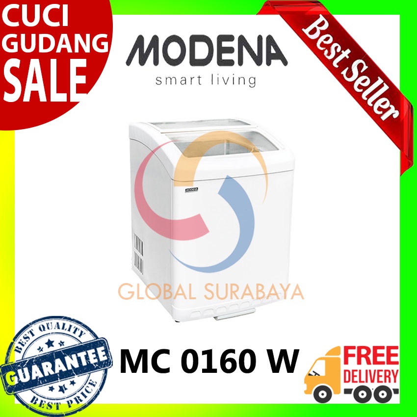 Chest Freezer Sliding Curved Glass Modena MC-0160 W