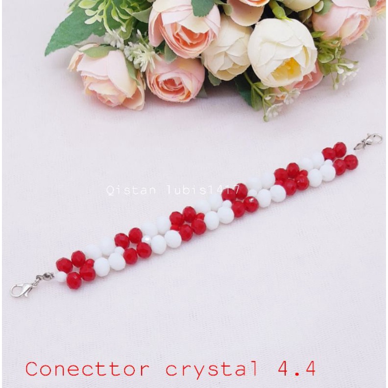 Strap masker merah putih crystal tali elastis