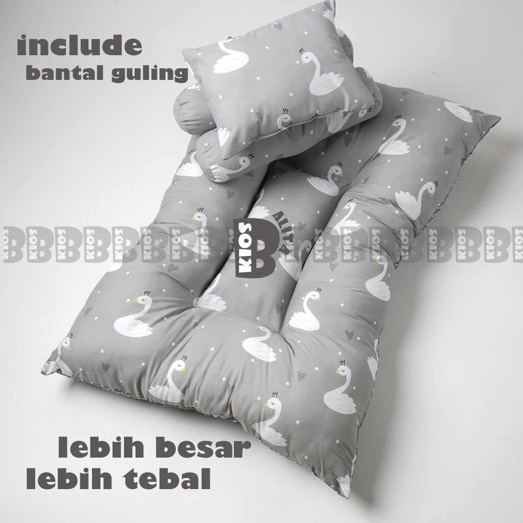 KASUR BAYI PREMIUM JUMBO PANJANG &amp; TEBAL SATU SET DAPAT BANTAL BAYI KOTAK DAN 2 GULING BAYI / KASUR ALAS BOX BAYI / KASUR MULTIFUNGSI TRAVELLING KASUR MOBIL BAYI