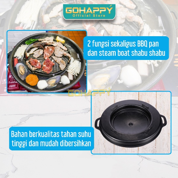 MIZUKI Korean Shabu Grill Hot Pot Suki Panggangan Kuah 2 Fungsi Gohappy Bulgogi 2 in 1 GHK39