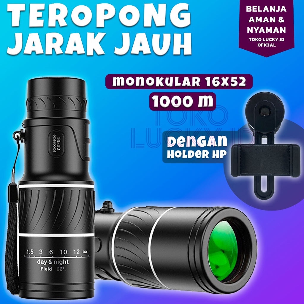 Teleskop Lensa Zoom HP Monocular 16*52 40mm Focus Day Night Jarak Jauh