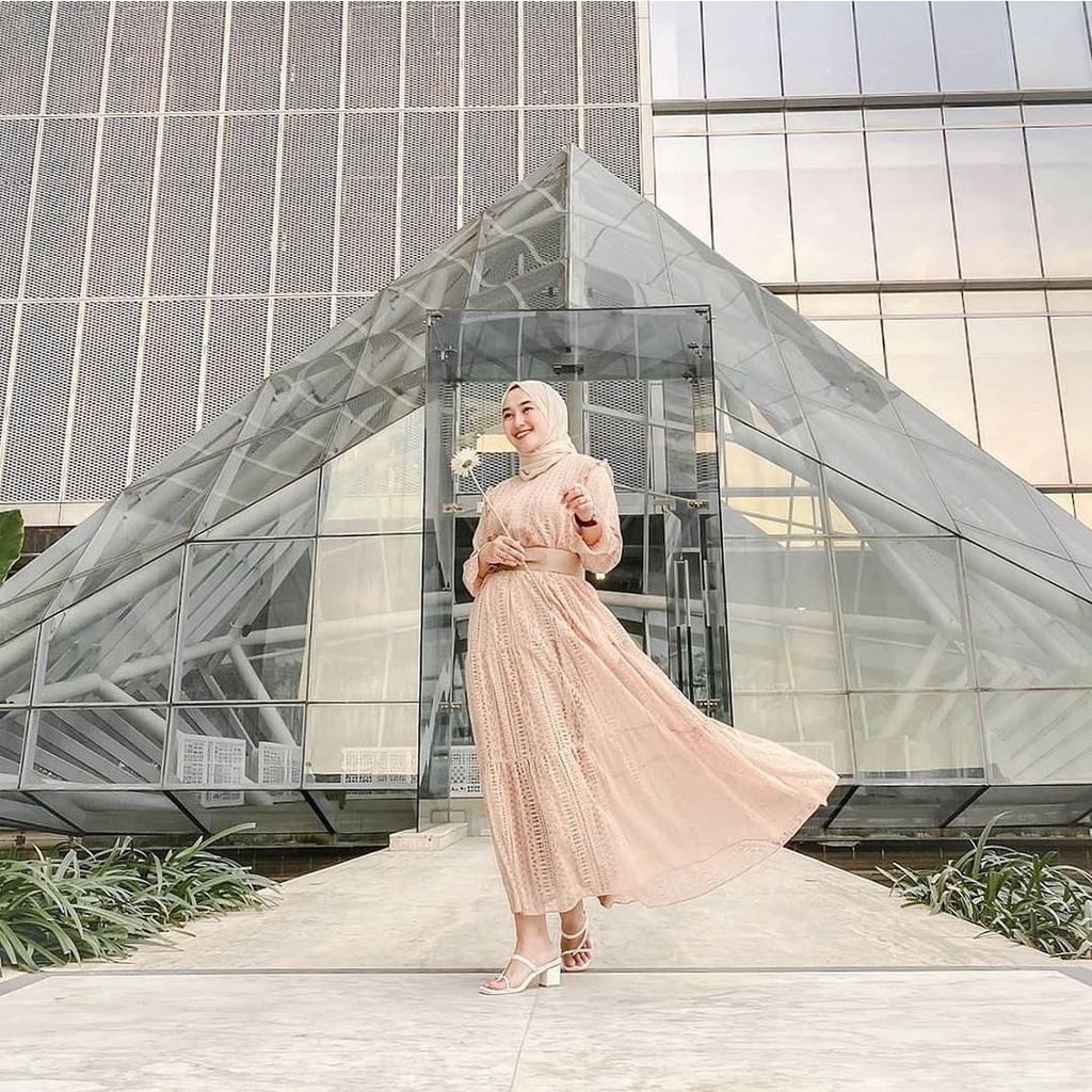 GAMIS BRUKAT SHERYL DRESS KONDANGAN WANITA GAMIS MUSLIM TERMURAH REALPICT ORIGINAL SALSA FULL FURING