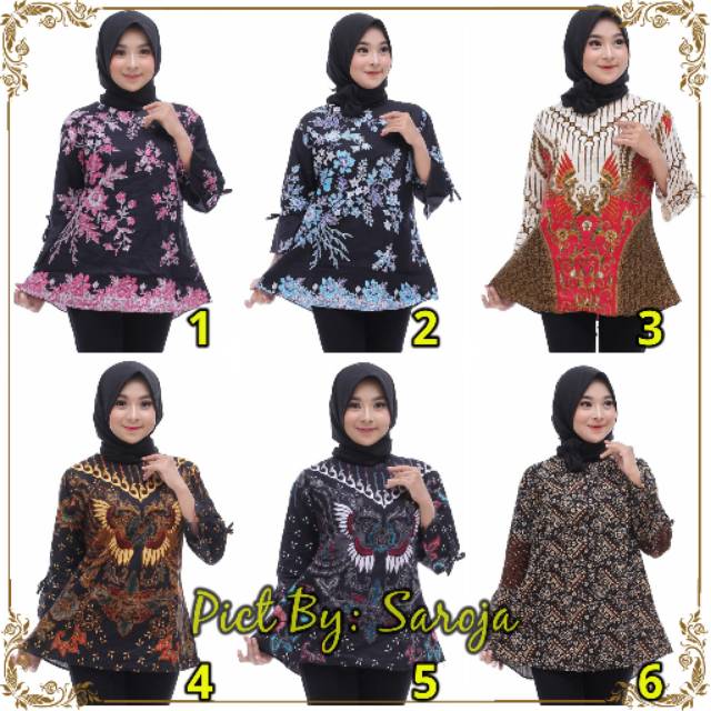 NEW MOTIF SAROJA BATIK Seragam Atasan Wanita baju kantor kondangan nikahan original by Saroja Batik