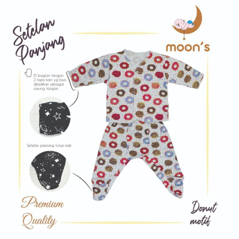 STELAN BAJU BAYI PANJANG NEWBRON PREMIUM BABYMOON PIYAMA BAYI BARU LAHIR PANJANG