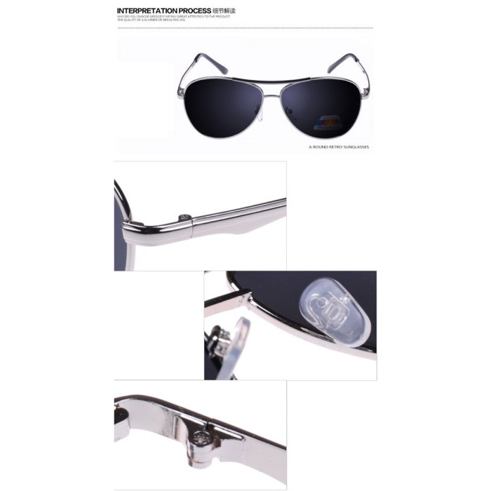 Kacamata Hitam Polarized Sunglasses Aviator Style Anti UV - Hitam