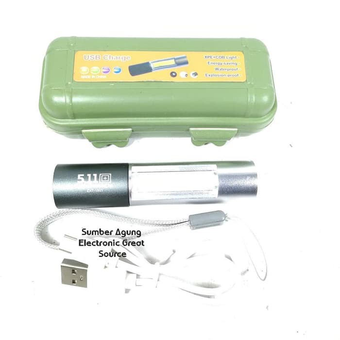Senter SWAT Mini COB 1501 Silver Praktis Kecil Untuk Sepeda Dikantongi