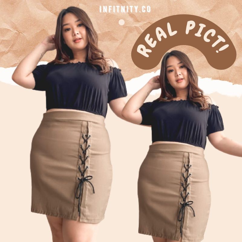 ROK PENDEK MINI SKIRT SEXY UKURAN BESAR BIG SIZE PLUS SIZE JUMBO SKIRT WANITA
