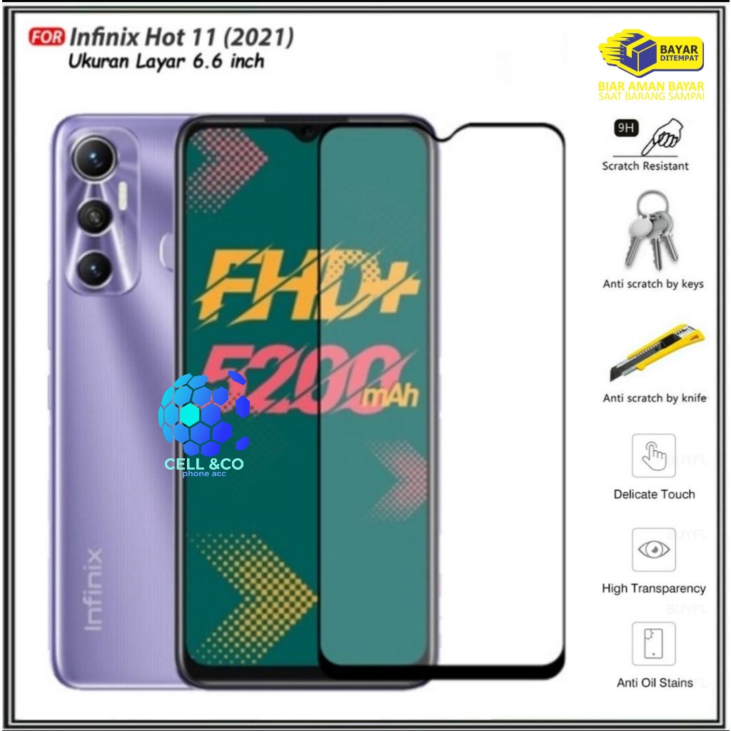 NEW INFINIX HOT 11 Tempered Glass Full HD Anti Gores Premium Screen Protector Pelindung Layar Kaca HP INFINIX HOT 11