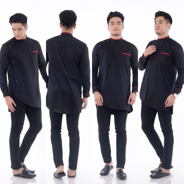 gamis koko pria gamis model korea kancing black