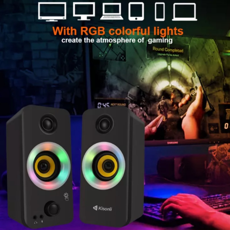 Speaker Aktif Subwoofer Komputer Laptop Dual Bass Full RGB X8 - XOBOX