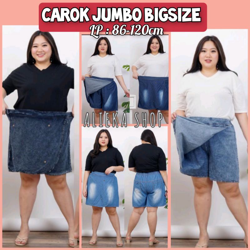 CELANA ROK DENIM JUMBO WANITA. CELANA PENDEK ROK BIGSIZE