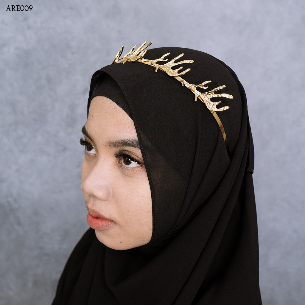 [TOKO TERPERCAYA] AKSESORIS PENGANTIN BANDO HIJAB PESTA WEDDING GOLD ARE009