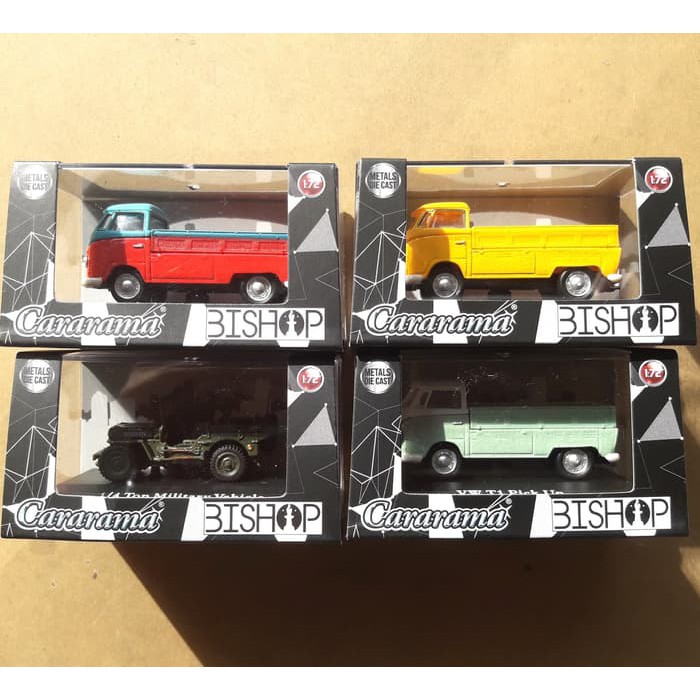 CARARAMA Skala 72 BISHOP EXCLUSIVE SET 4 Pcs VW VOLKSWAGEN Dan JEEP WILLYS