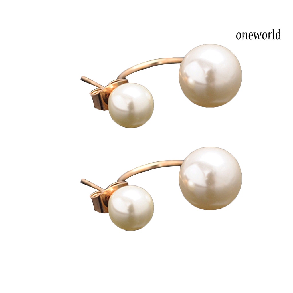 OW@ Earrings Double Balls Design Lightweight Piercing Easily Match Dangle Earrings for Party