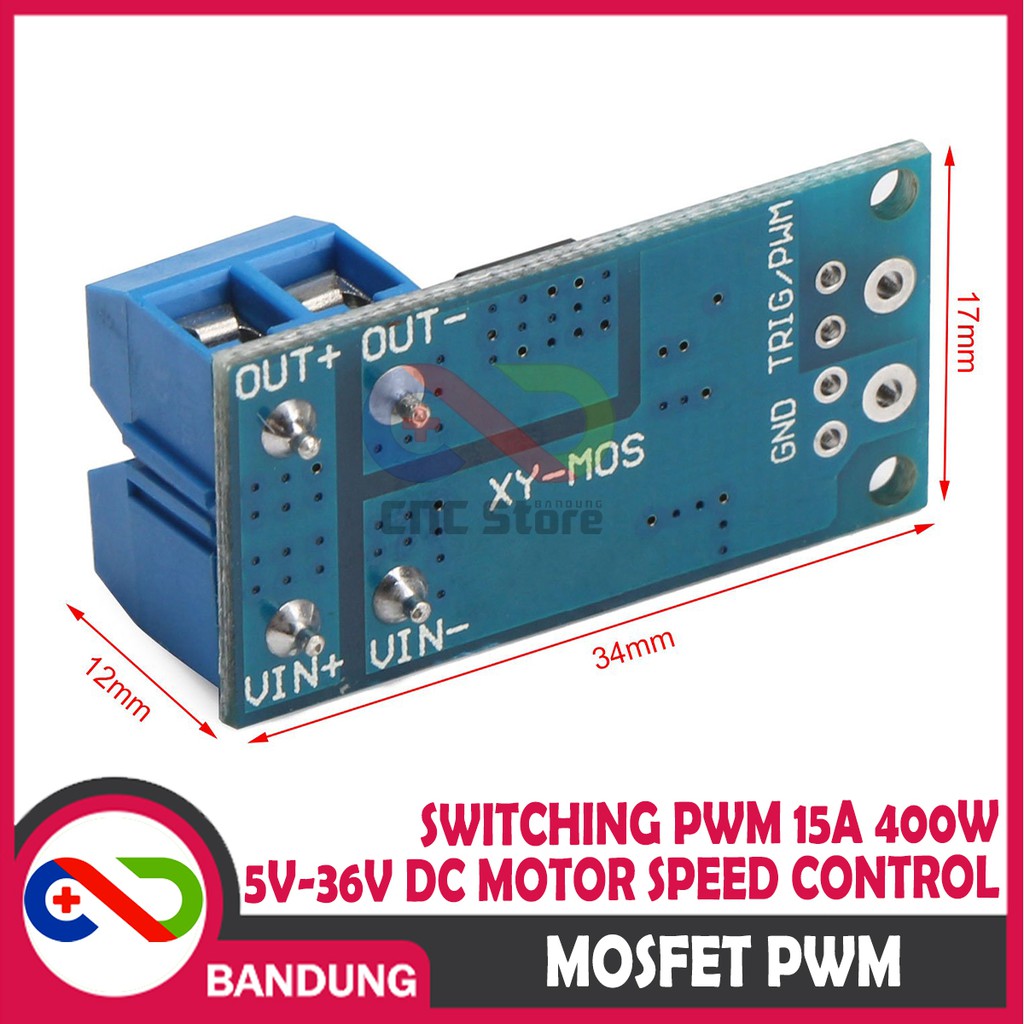 MOSFET POWER SWITCHING PWM 15A 400W 5V-36V DC MOTOR SPEED CONTROL