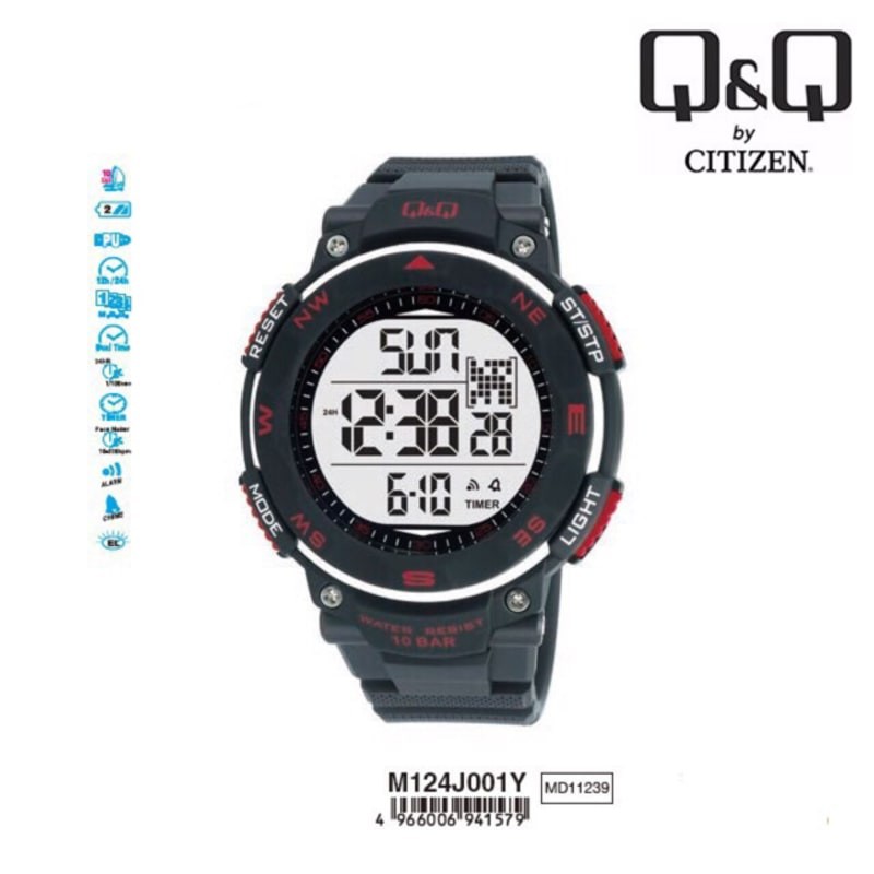 Jam Tangan Pria Q&amp;Q QnQ QQ M124 M124J Digital Water Resist Original