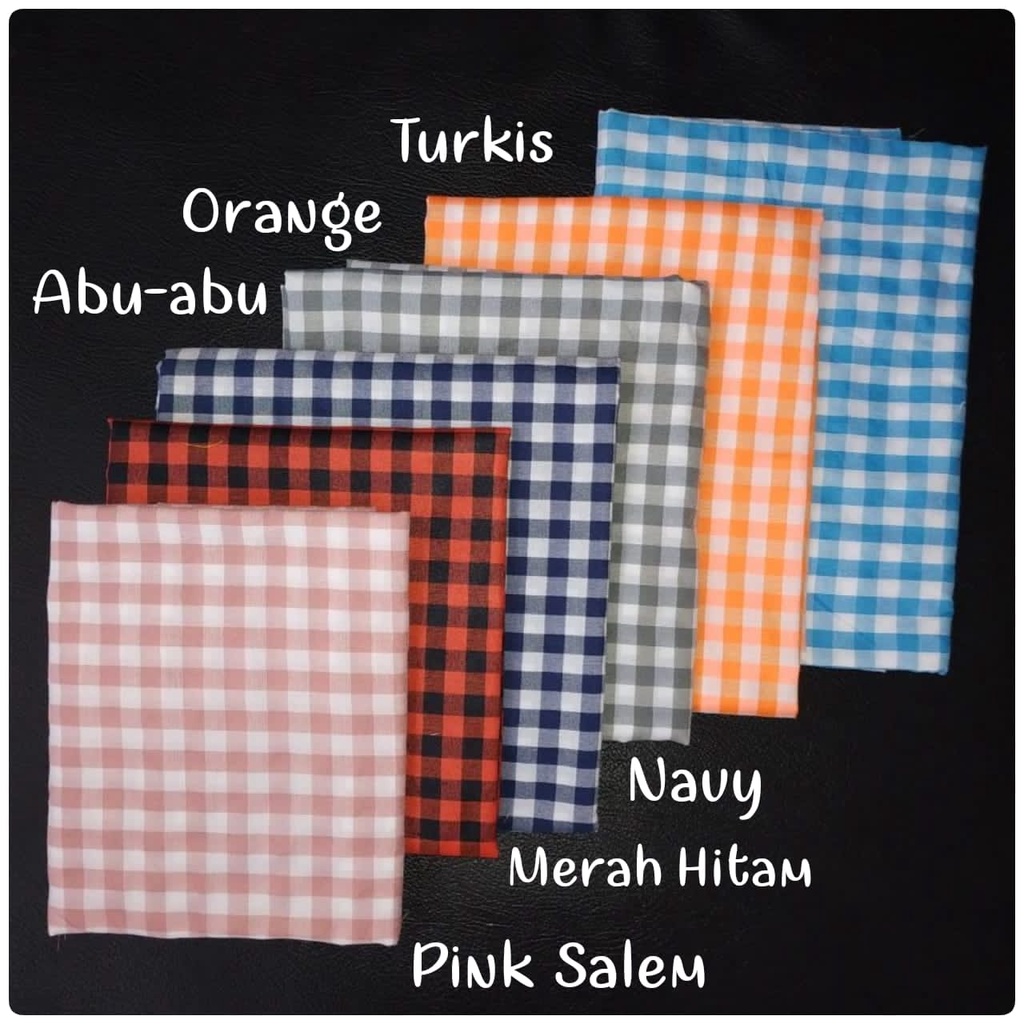 Kain Kotak-kotak Gingham 0.24 / 1 cm Lebar 150 cm/1,5 Meter HARGA 1 ROLL  Bahan Katun Polyester Kain Estetik Gaya Korea