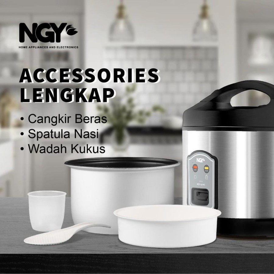 MAGIC COM RICE COOKER STAINLESS NAGOYA 1,8L 1,8 LITER PENANAK NASI ANTI LENGKET ANTI KARAT