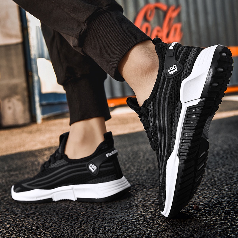 Nomad S18 Hardon Sepatu Sneakers Fashion Hitam Abu S18 Casual Karet
