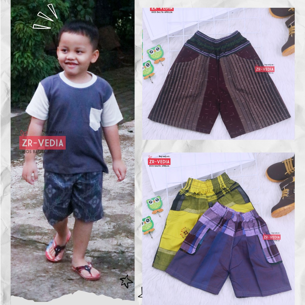 Celana Hawai Square Uk. 5-6 Tahun / Celana Harian Kolor Anak Laki Pants Kids Pendek Motif Murah Adem