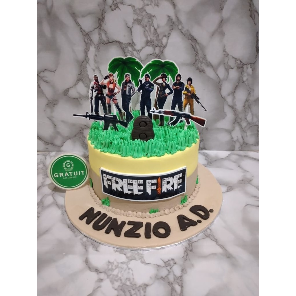 

kue ulang tahun tema free fire uk 15cm