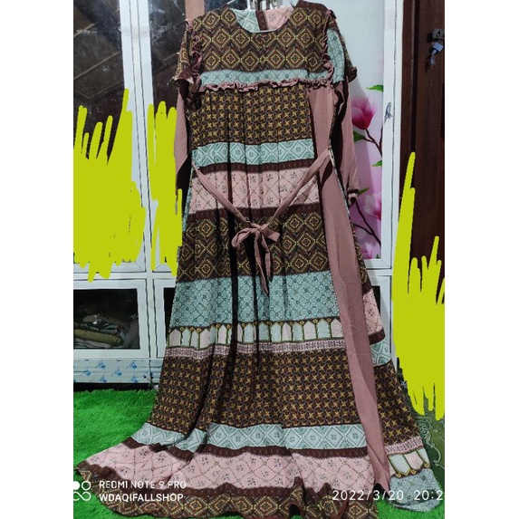 WDAqifa Fashion Gamis Original Kenta Batik Rample Ready wrn Mauve mix batik maron