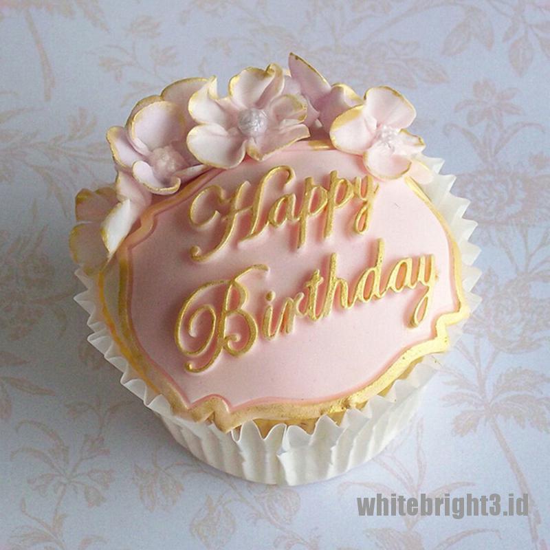 ❤White3 Warna Putih❤ Matras Cetakan Adonan Kue Desain Happy Birthday Model Renda Bahan Silikon